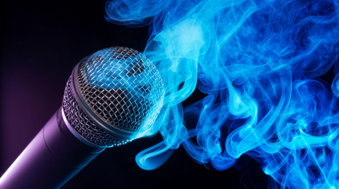 Microphone blue smoke